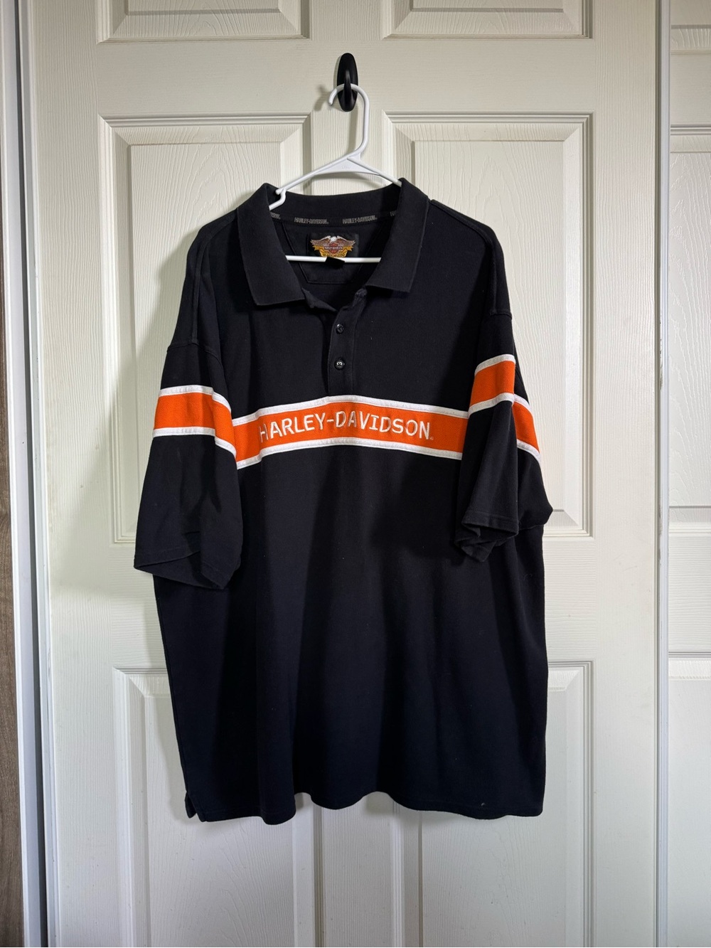 Harley-Davidson Black Polo with Orange and White Chest Stripe